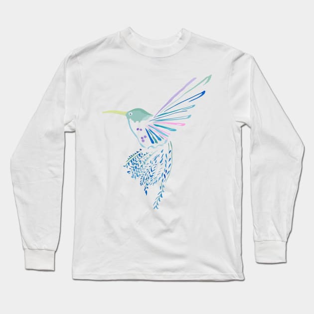 Humming Bird Long Sleeve T-Shirt by wildmagnolia